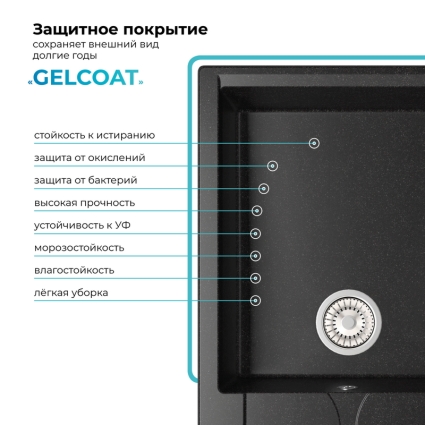 Мойка кухонная POLYGRAN GALS 862 (черный №16)